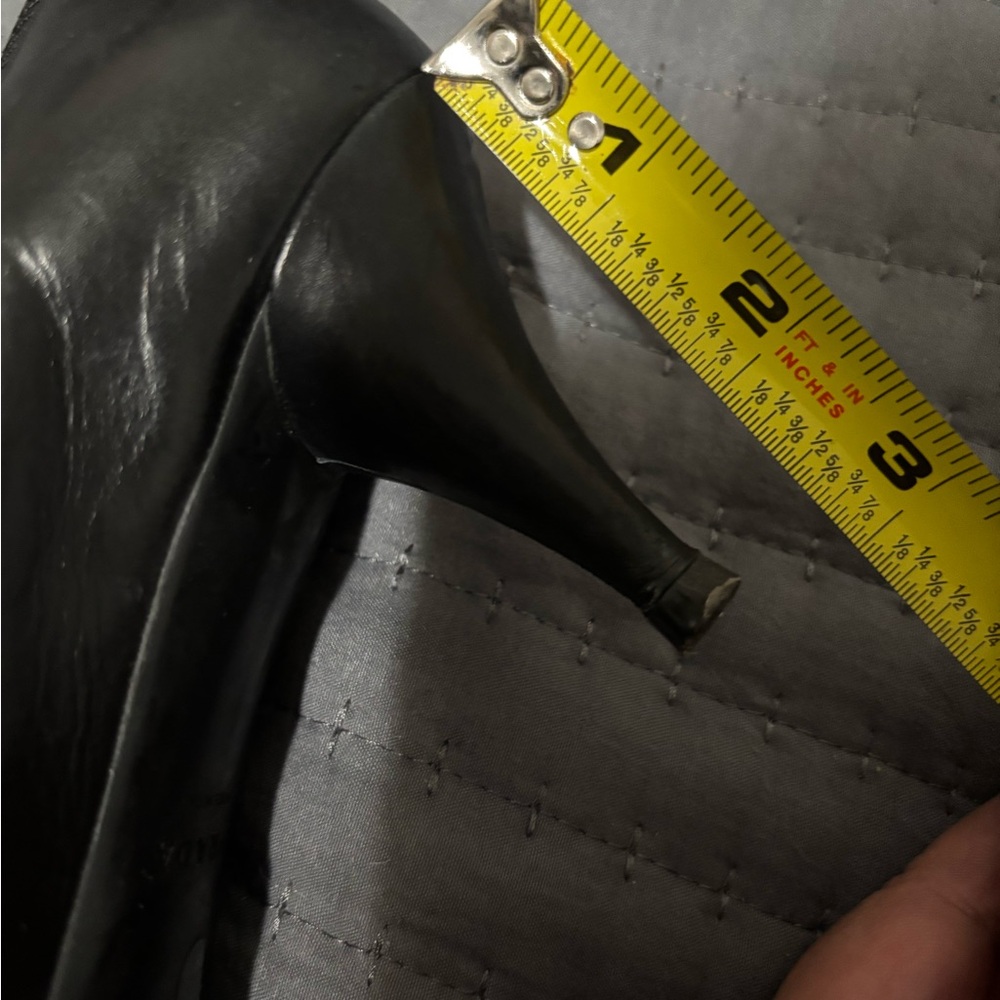 Prada Black Leather Peep-Toe Heels - Picture 7 of 7